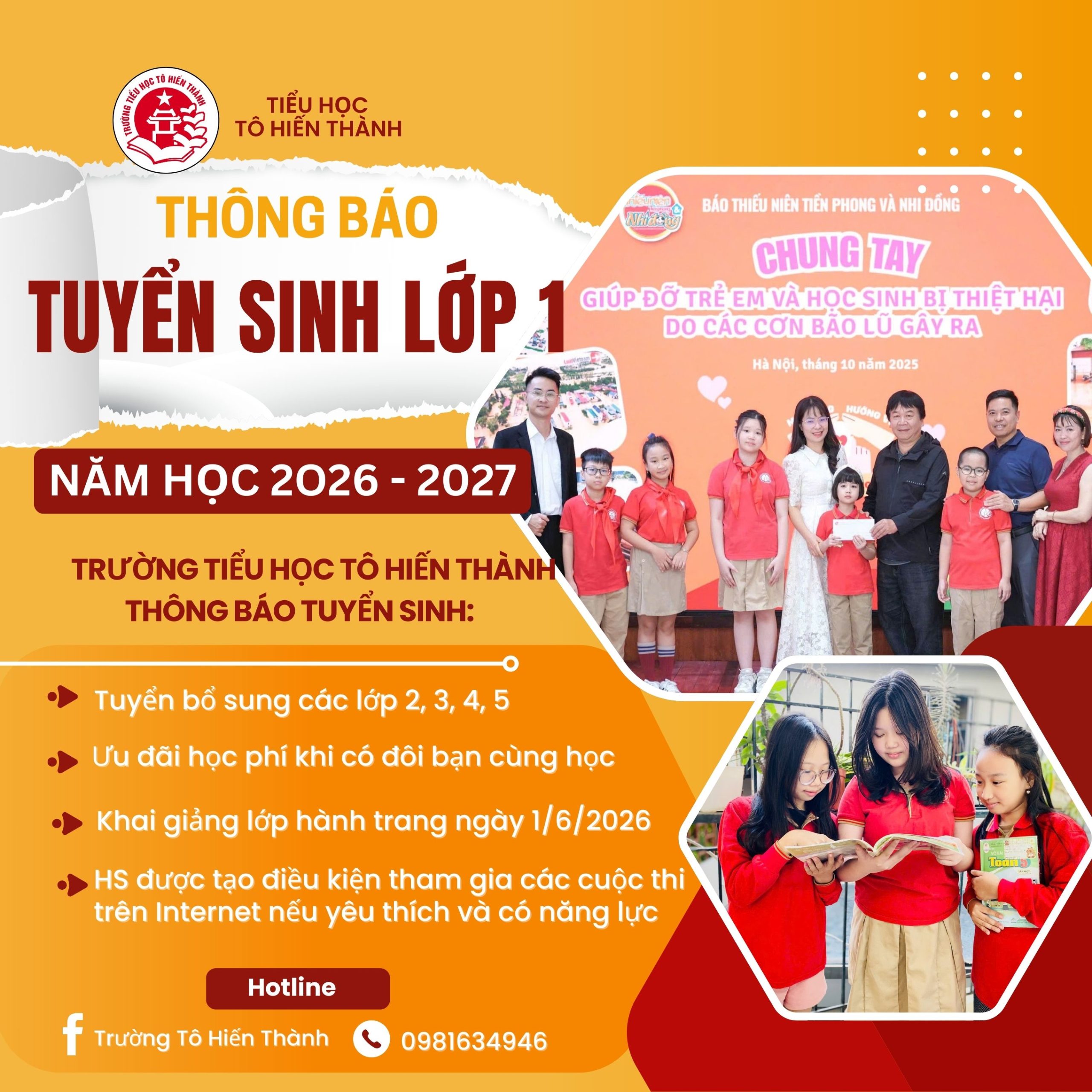 Thông báo Tuyển sinh lớp 1 năm học 2026 – 2027